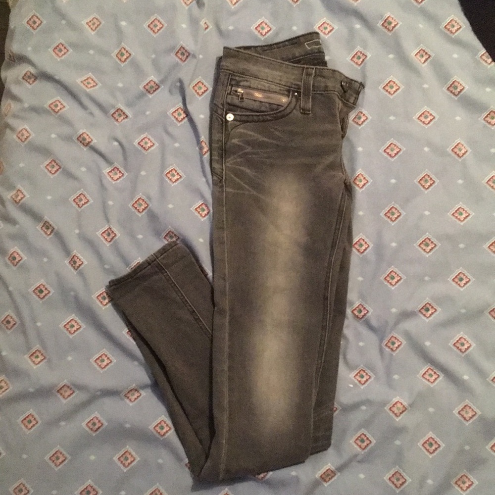 Gray Low Rise Skinny Jeans